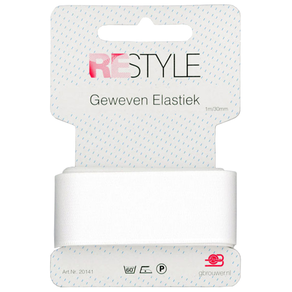 Restyle geweven elastiek 1m/30 mm wit 015.20141