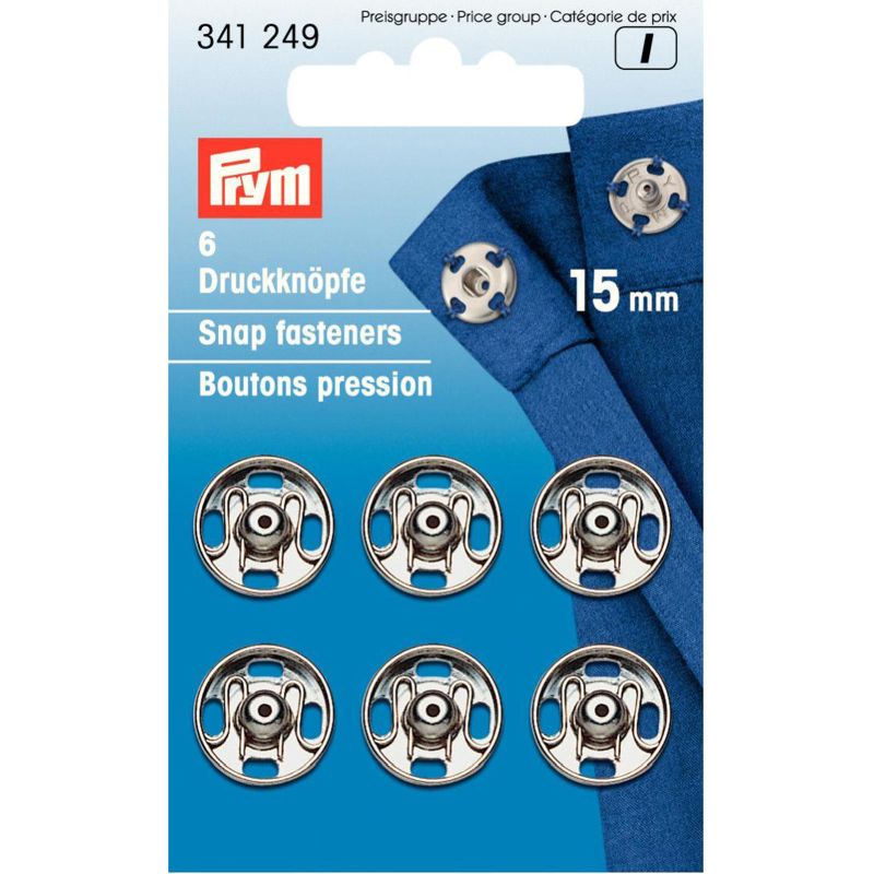 Prym I 6 aannaaidrukknopen 15 mm nikkel 341 249