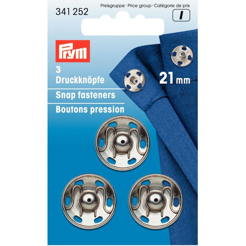 Prym 3 aannaaidrukknopen 21 mm nikkel 341 252
