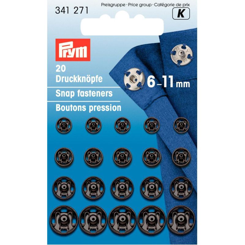 Prym K 20 aannaaidrukknopen 6-11 mm zwart 341 271