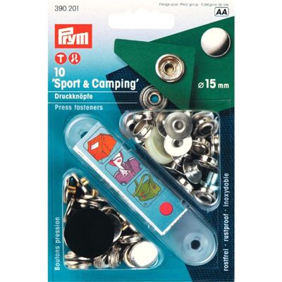 Prym 10 drukknopen sport en camping nikkel 15 mm