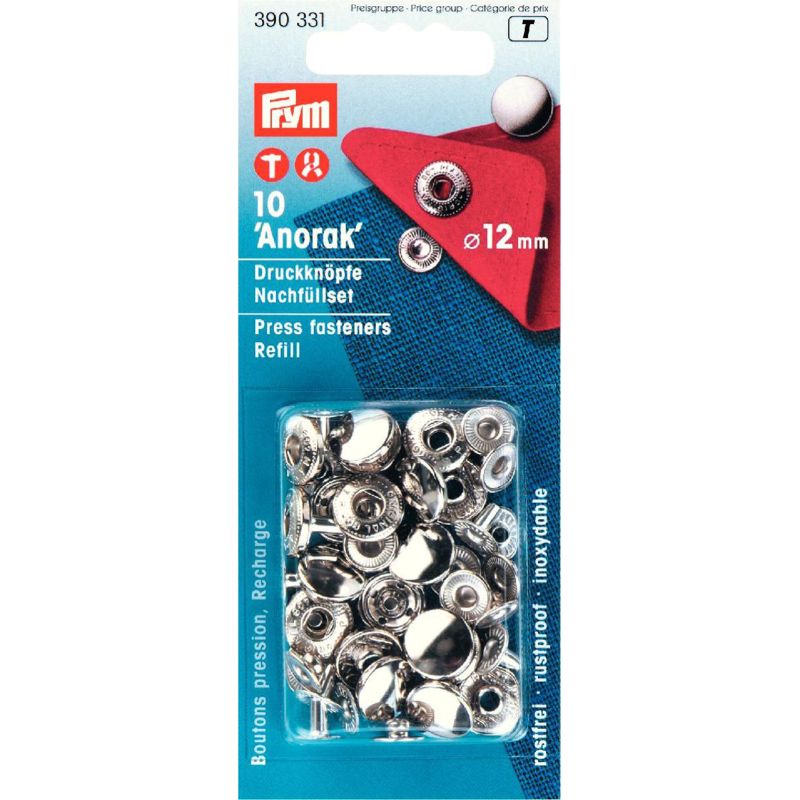 Prym T 10 drukknopen anorak nikkel 12 mm navul 390 331..