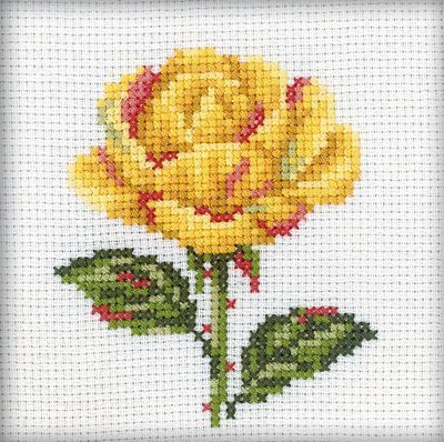 RTO Borduurpakket 10 x 10 cm gele roos