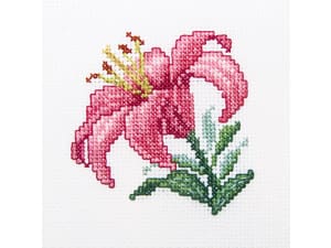 RTO borduurpakket pink lily 10x10 cm