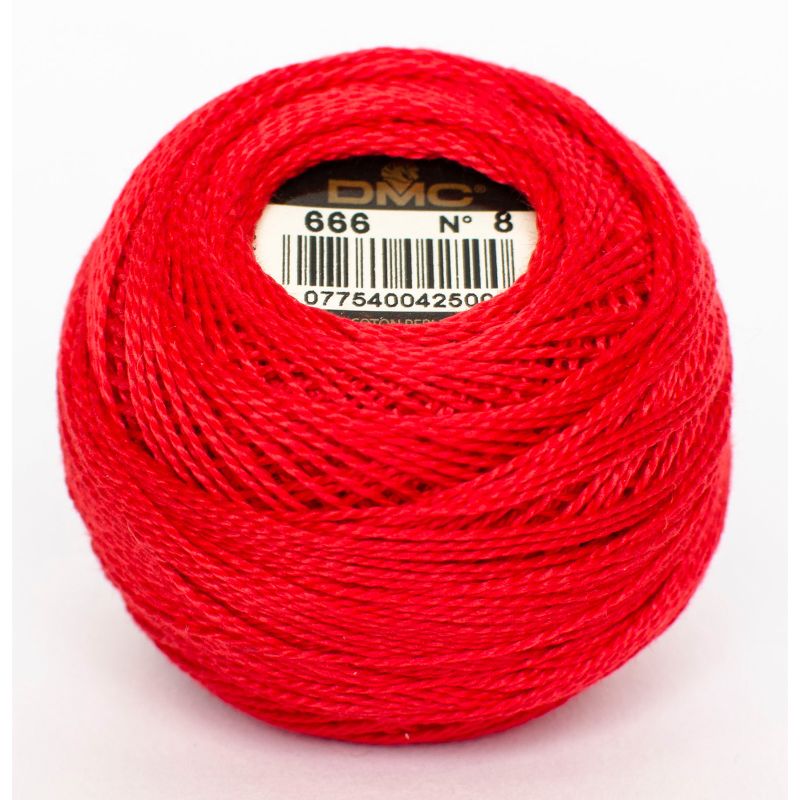 DMC 116 perle garen no. 8 kleur 666 rood.