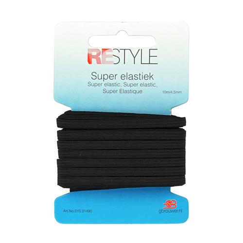 Restyle elastiek super elastiek 4/5 mm 10 m. zwart