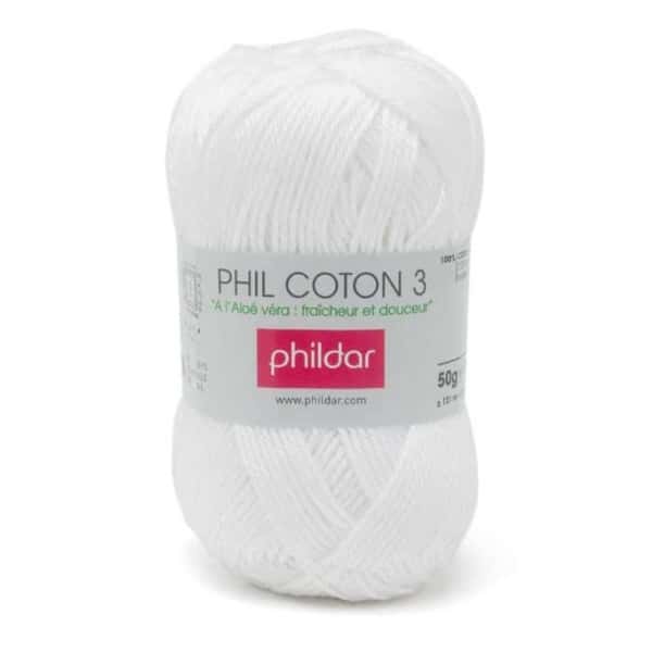 Phildar Coton 3 kleur 1225 Blanc/Wit
