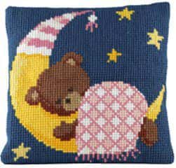 Borduurpakket kussen 40 x 40 cm Teddie Beer roze