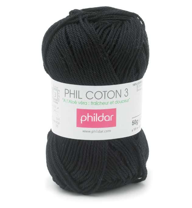 Phildar Phil Coton 3 kleur 1200 noir