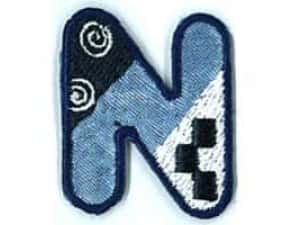 Applicatie letter N (serie kleur 210 donker-lichtblauw/grijs/wit)