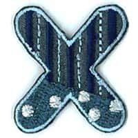 Applicatie letter X  (serie kleur 210 donker-lichtblauw/grijs/wit)