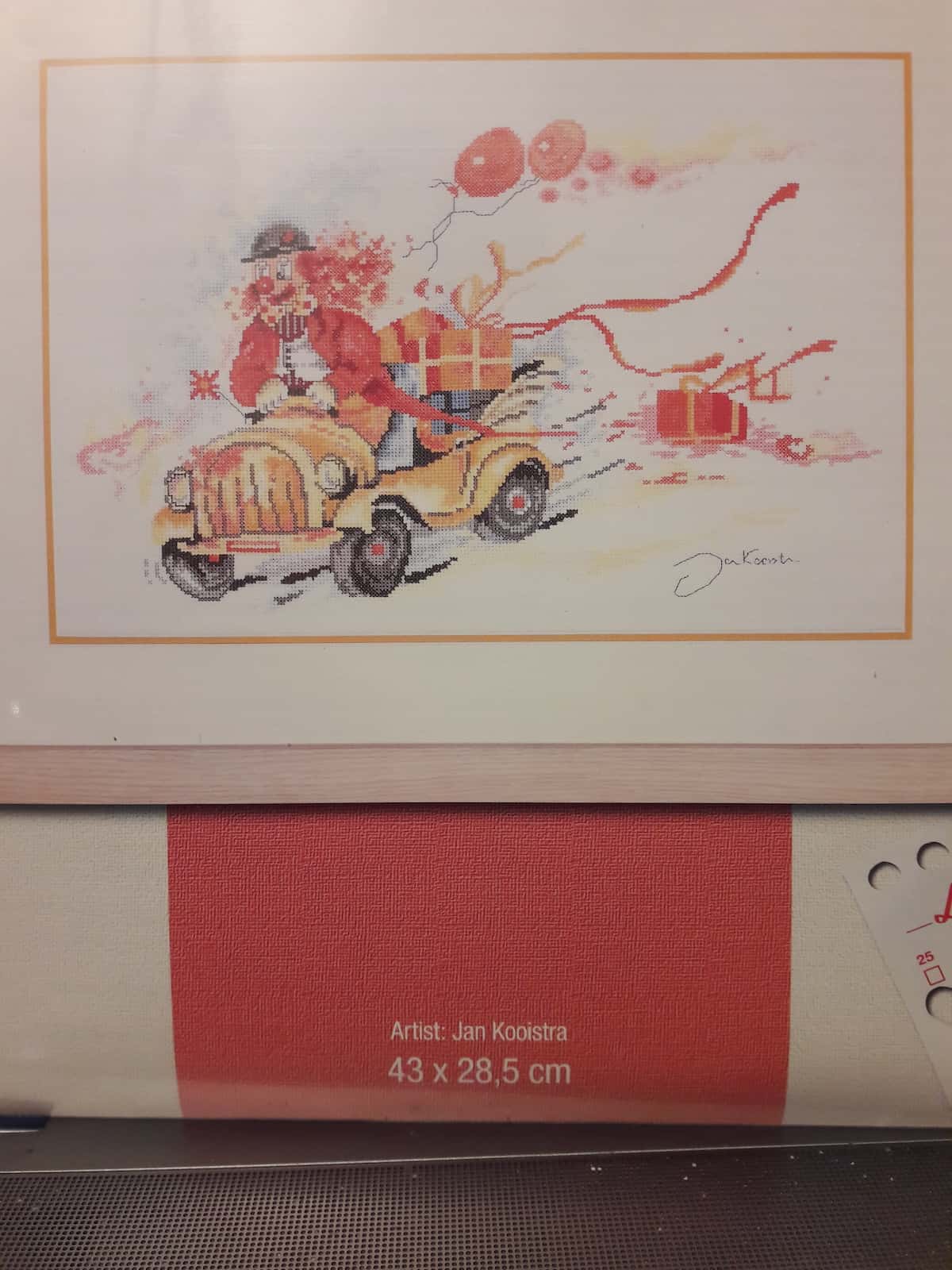 Lanarte borduurpakket clown in auto 15613 Aida 43 x28,5 cm artist Jan Kooistra