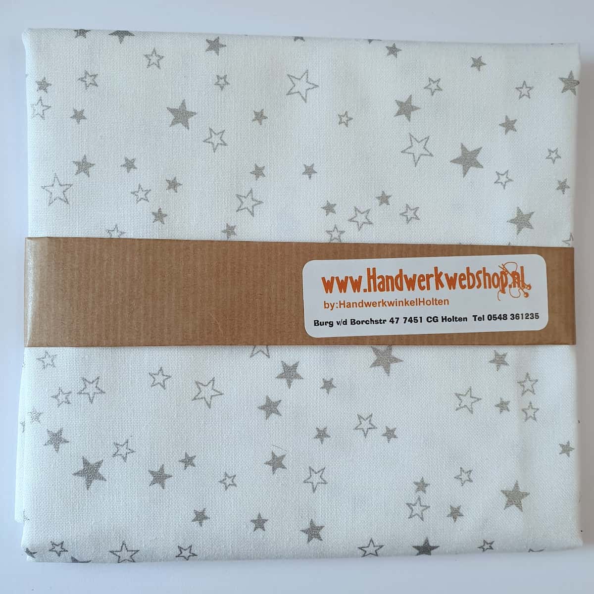 Quiltstof op maat 50x55 cm Metallic Stars Dove Gray