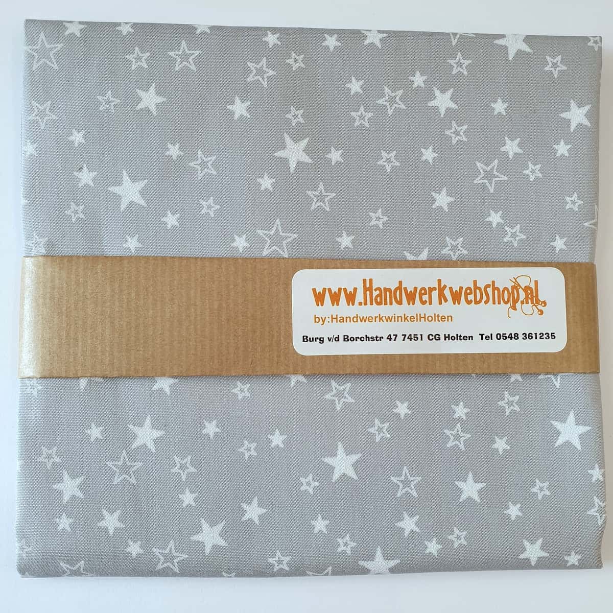 Quiltstof op maat 50x55 cm Metallic Stars Dove Gray