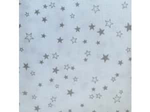 .Quiltstof op rol 110 cm breed Metallic Stars White/silver