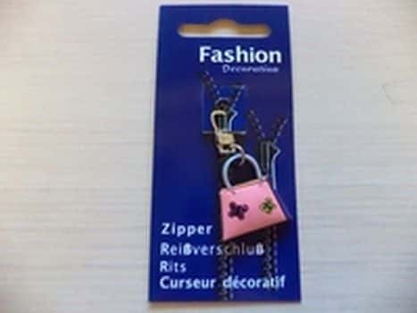 Fashion decoration rits zipper tasje licht rose