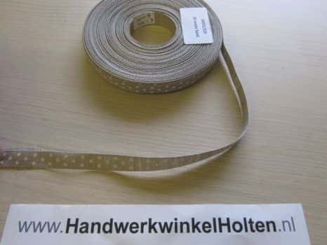 Band 10 mm  beige  met witte stipjes