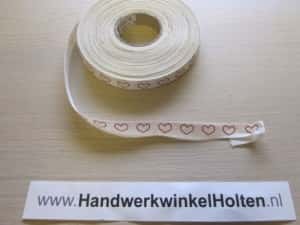 Band 10 mm wit met rood hartje