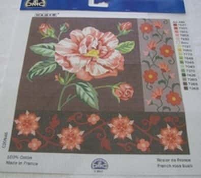 DMC Stramien art Franse roos met bloemenrand