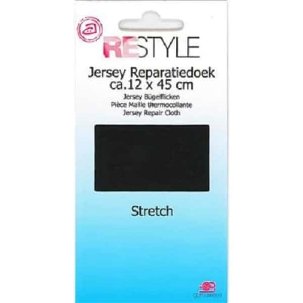 Restyle Jersey Reparatiedoek Strech kleur 000 zwart 12x45 cm