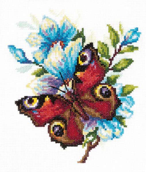 Borduurpakket peacock butterfly 17 x 17 cm