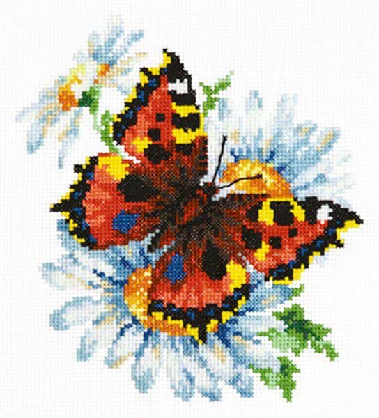 Borduurpakket  butterfly and daisies ci-042-011