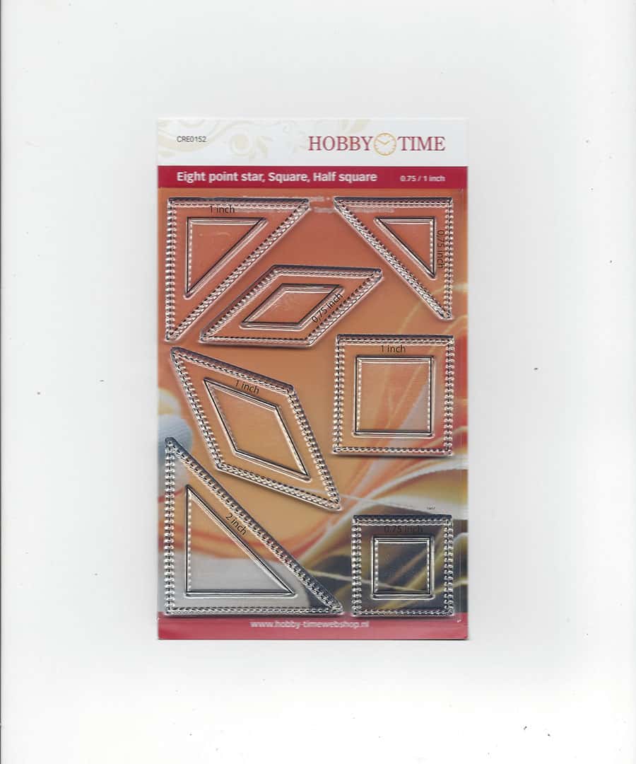 Transparante Quiltstempel Eight point star,, Square, Half square  CREO152  ( 0,75 / 1 inch )