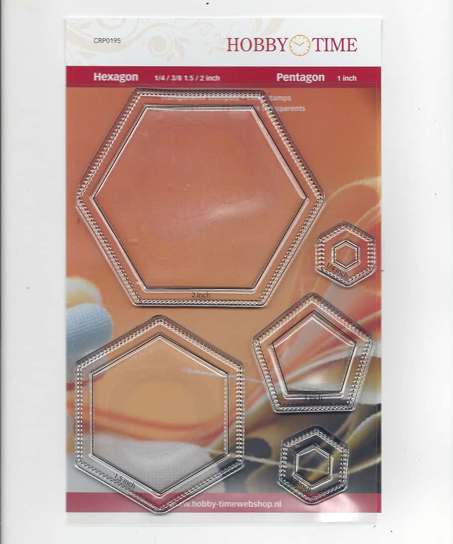 Transparante Quiltstempel Hexagon 1/4  /  3/8  1.5 / 2 inch   Pentagon 1 inch