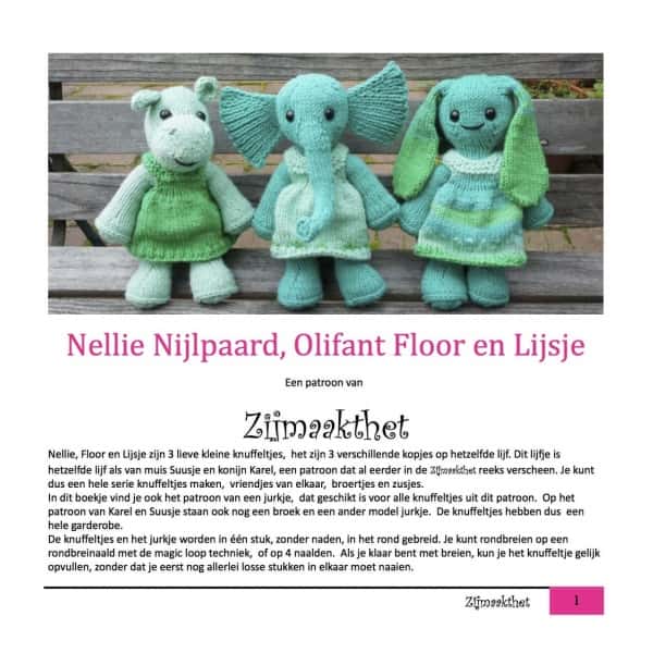 Patronenboekje Zij maakt het Nellie Nijlpaard, Olifant Floor en Lijsje