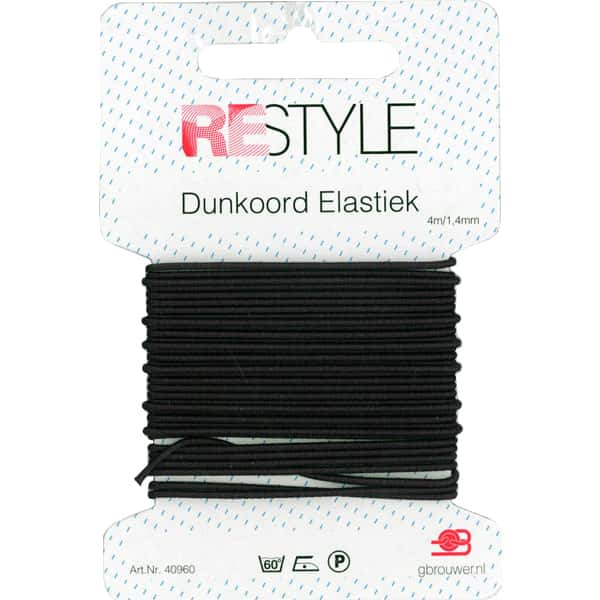 Restyle dunkoord elastiek 1/4 mm 4 meter zwart