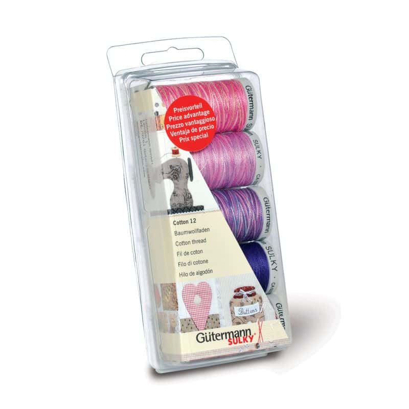 Gütermann Borduurgarenset Cotton 12/200m (set) Col. 3 - Berry