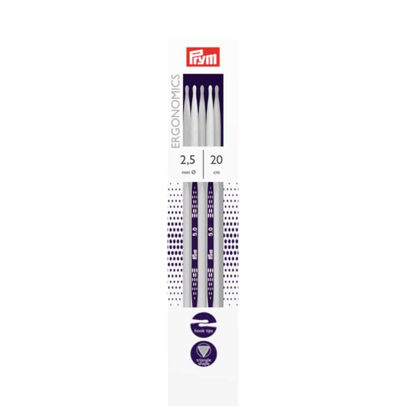 Prym Ergonomics 5 kousenbreinaalden 2,5 mm dik 20 cm lang
