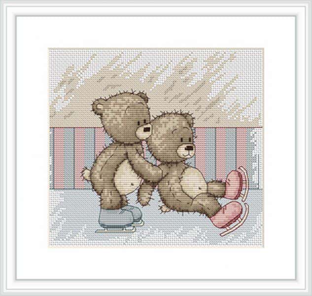 Broderie borduurpakket Bruno & Bianca Iceskating 17,5x15 cm LS-B1083