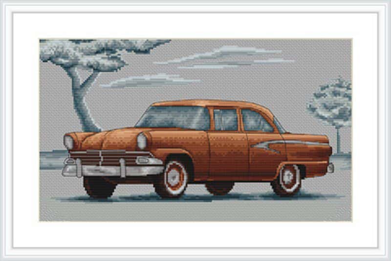 Broderie borduurpakket 30,5x19 cm Retro Cars LS-B2234