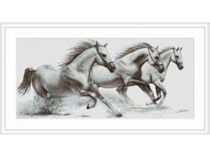 Luca-S borduurpakket White horses 47x21,5 cm LS-B495