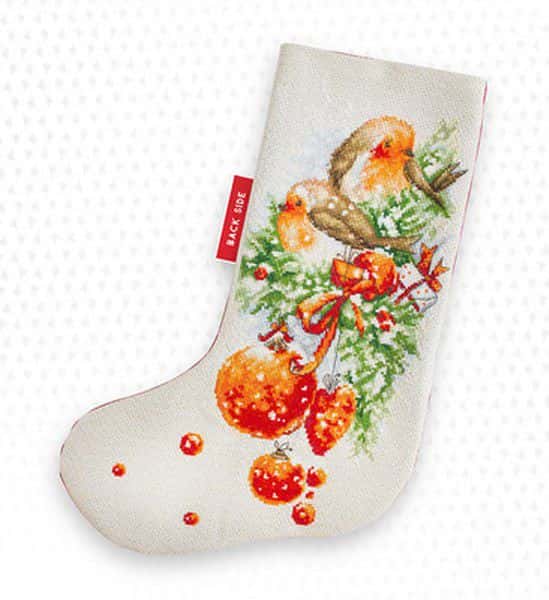 Luca-S borduurpakket Christmas Stocking Robin 21x33.5 cm LS-PM1229