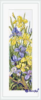 Borduurpakket Merejka FROGS IN THE FLOWERS  10,5 x 34 cm  cm Aida 16