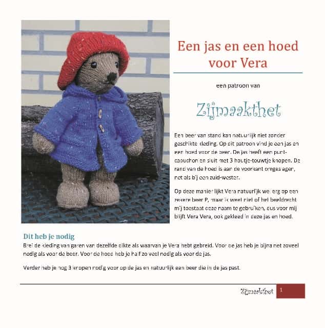 Patronenboekje Zij maakt het Een jas en een hoed voor Vera