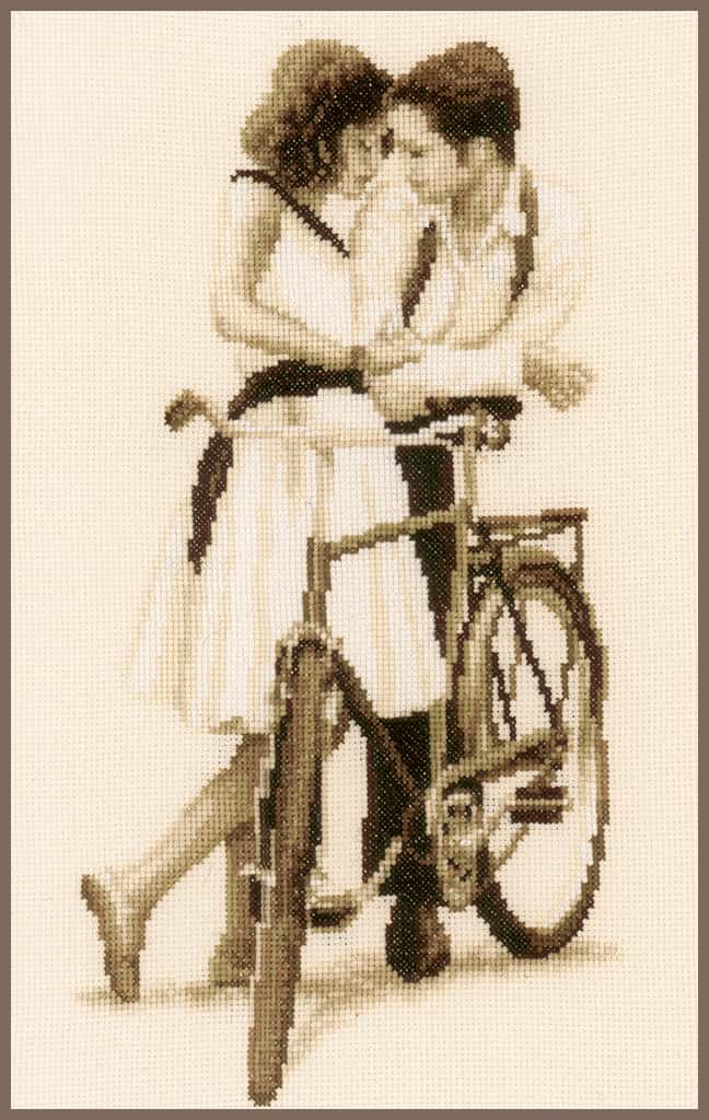 Telpakket kit Koppel met fiets - Vervaco - PN-0156309 20 x 36 cm 