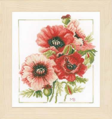 Borduurpakket Lanarte Boeket van Anemonen 25 x 25 cm
