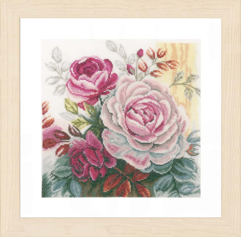 Lanarte borduur telpakket Rose Roos 25 x 25 cm