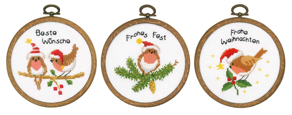 MINIATUUR KIT KERSTVOGELTJES SET VAN 3 Art nr. PN-0182761 ca 10 x 10 cm 