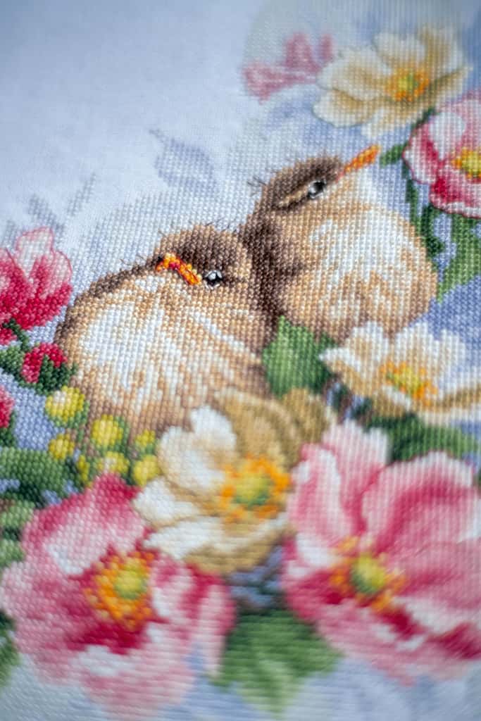 TELPAKKET KIT KLEINE VOGELTJES OP BLOEMENTAK 28 x 33 cm pn-0185003