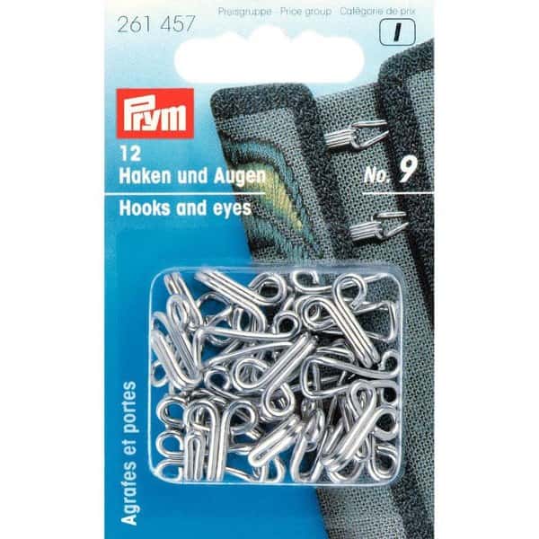 Prym 12 haken en ogen no.9 zilver 261457