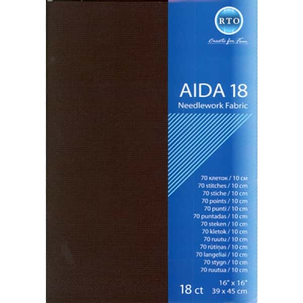 RTO borduurstof Aida 18 count (7.1 kr/cm) zwart 39x45 cm RTO-A18-095