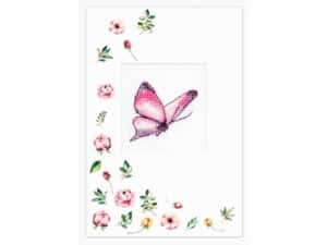 borduurpakket Postcard Butterfly Pink Luca-S   Ls-sp-103