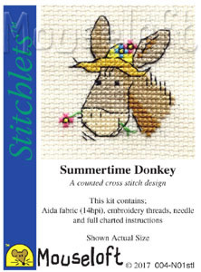 Mouseloft borduurpakketje 5 x 5 cm Summertime Donkey