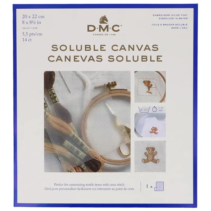 DC90-1 DMC Soluble Canvas 20x22 cm 14 count