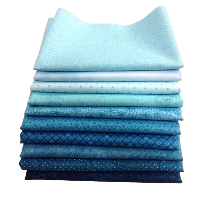 Quiltstoffen set aquablauw