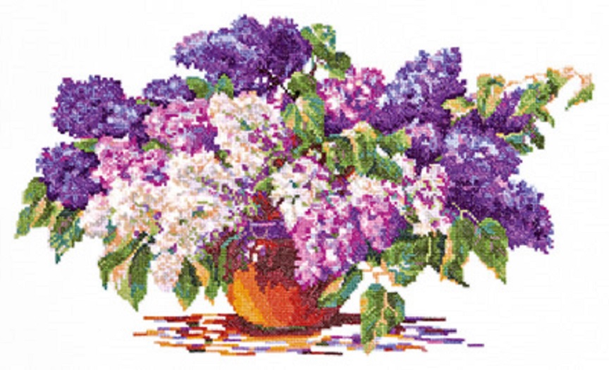 Borduurpakket Lilac bouquet 40 x 23 cm